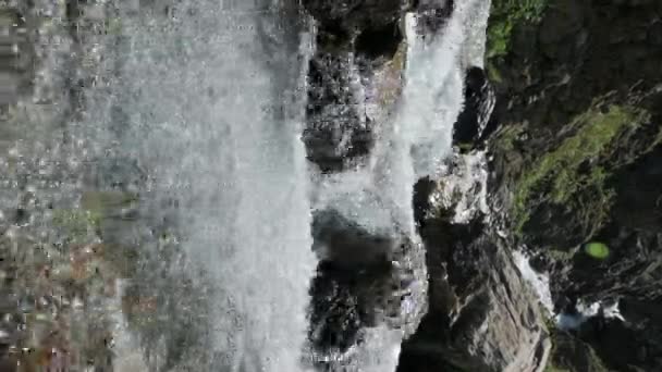 Mountain River Stream Clear Water Stones Summer Vertical Slow Motion — Stock Video