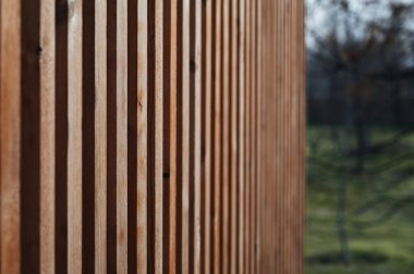 Dekoratif dış dekorasyon için ahşap çıta desenli arkaplan