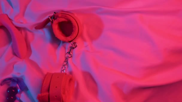 Set Woman Sex Toys Masturbation Orgasm Sheet Bed Female Vibrator — Vídeos de Stock