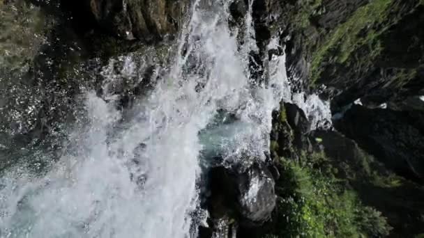 Yaz Aylarında Temiz Taşlarla Dolu Bir Nehir Akıntısı Dikey Ağır — Stok video