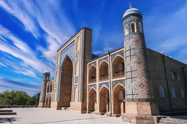 stock image ancient stone Uzbek Islamic Kukeldash madrasah in Tashkent in Uzbekistan. Old medieval madrassa in Asia in spring