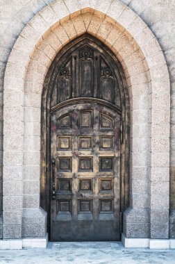 Özbekistan, Taşkent 'teki İsa' nın Kutsal Kalbi Katedrali 'ne eski demir kapı.