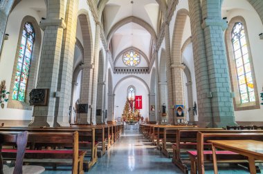 Katolik kilisesinin içinde. İsa 'nın Kutsal Kalbi Katedrali. Taşkent, Özbekistan - 18 Nisan 2024