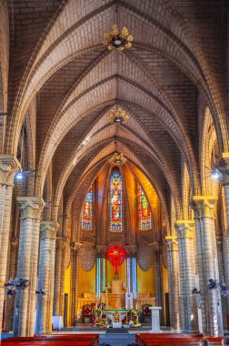 İsa 'nın iç mekanında Kral Katedrali aynı zamanda Asya' daki Nha Trang Katedrali veya Fransız Taş Kilisesi olarak da adlandırılır. Nha Trang, Vietnam - 22 Ağustos 2024