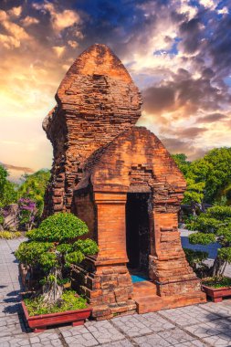 Po Nagar Cham Towers in Nha Trang in Vietnam in Asia. Ruins of an old hinduism temple clipart