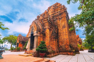 Antik Vietnam dini Cham Po Nagar Kuleleri Vietnam 'da Nha Trang, Asya' da
