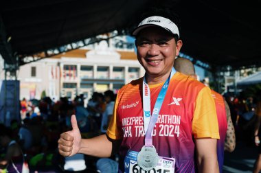 Nha Trang, Khanh Hoa Eyaleti, Vietnam - 11 Ağustos 2024: VnExpress nha trang Maratonu 'nun Asyalı katılımcısı.
