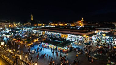 Nighttime View of Jemaa el Fnaa Square in Marrakech, Morocco clipart