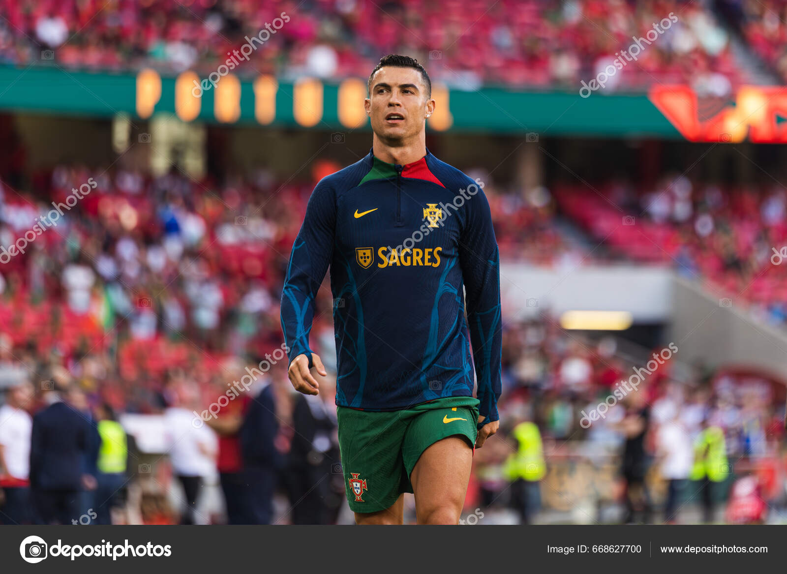 Cristiano Ronaldo Warming Uefa Euro 2024 Qualification Game National