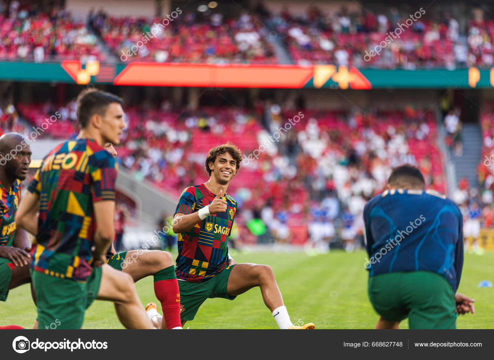 Joao Felix Warming Uefa Euro 2024 Qualification Game National Teams