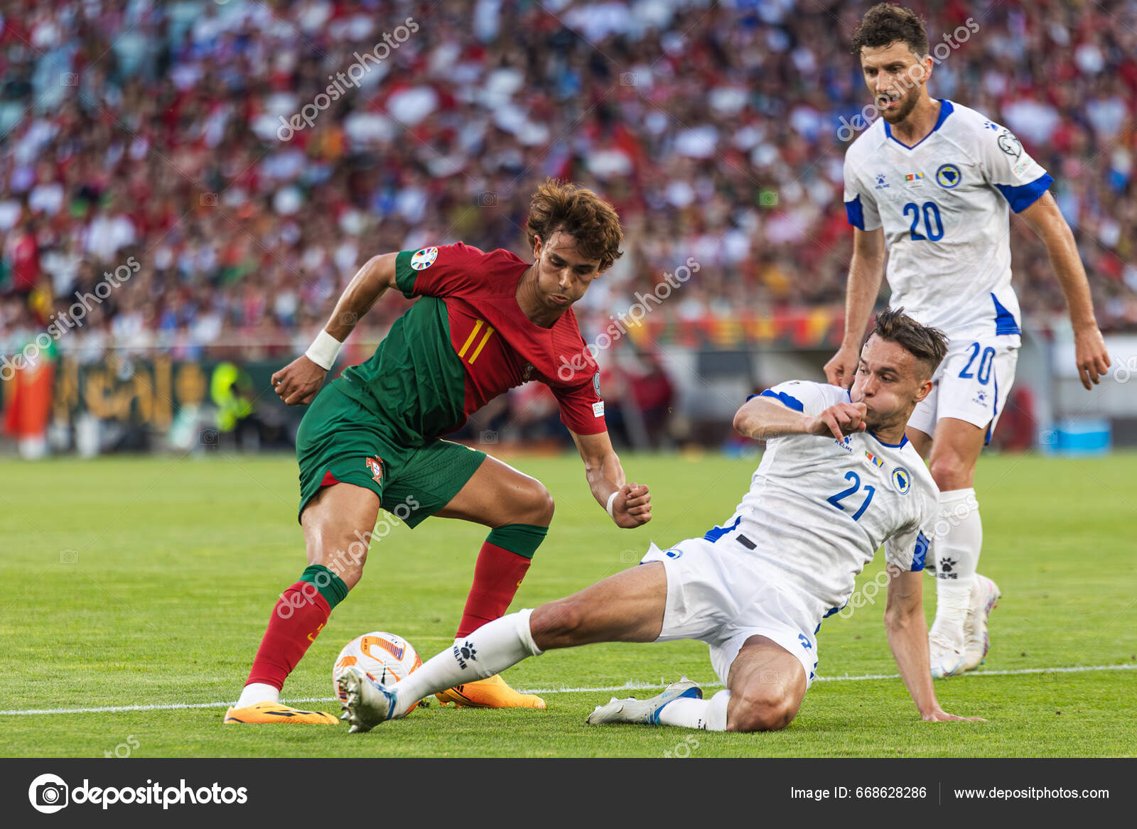 Joao Felix Duel Amar Dedic Uefa Euro 2024 Qualification Game Stock