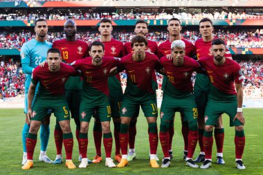 Portekiz ve Bosna-Hersek milli takımları arasında oynanan UEFA Euro 2024 ön eleme maçında Portekiz 'in Lizbon kenti Estadio Da Luz' da mücadele eden Portekiz milli takımı. (Maciej Rogowski)