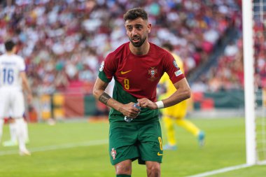 Portekiz ve Bosna-Hersek milli takımları arasında oynanan UEFA Euro 2024 ön eleme maçı sırasında Bruno Fernandes, Estadio Da Luz, Lizbon, Portekiz. (Maciej Rogowski)