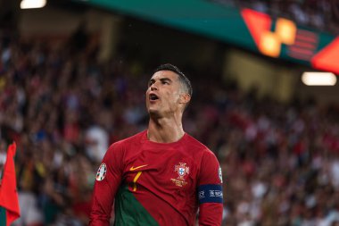 Cristiano Ronaldo during UEFA Euro 2024 Qualification game between national teams of Portugal and Bosnia and Herzegovina at  Estadio Da Luz, Lisbon, Portugal. (Maciej Rogowski) clipart