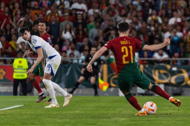 Portekiz ve Bosna-Hersek milli takımları arasında Estadio Da Luz, Lizbon, Portekiz 'de oynanan UEFA Euro 2024 ön eleme maçında Diogo Jota. (Maciej Rogowski)