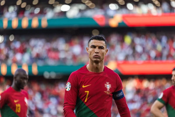 Cristiano Ronaldo Uefa Euro 2024 Kvalifikációs Játéka Során Portugália Bosznia — Stock Fotó