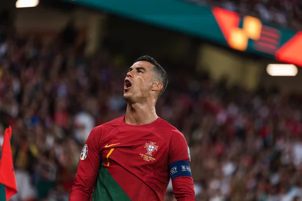 Cristiano Ronaldo Durante Uefa Euro 2024 Jogo Qualificação Entre Selecções — Fotografia de Stock