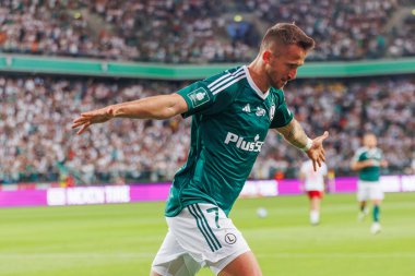 PKO BP Ekstraklasa 2023 / 24 maçında Marshall Jozef Pilsudski 'nin Polonya' daki Legia, Varşova Belediye Stadyumu 'nda Legia Warszawa ve LKS Lodz arasında oynanan maçın taraftarları. (Maciej Rogowski)