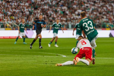 Yuri Ribeiro PKO BP Ekstraklasa 2023 / 24 maçında Legia Warszawa ve LKS Lodz arasında Marshall Jozef Plisudski 'nin Legia, Varşova, Polonya Belediye Stadyumu' nda. (Maciej Rogowski)