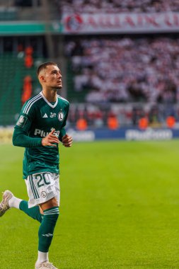 Yuri Ribeiro PKO BP Ekstraklasa 2023 / 24 maçında Legia Warszawa ve LKS Lodz arasında Marshall Jozef Plisudski 'nin Legia, Varşova, Polonya Belediye Stadyumu' nda. (Maciej Rogowski)