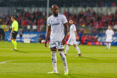 Kevin Medina UEFA Şampiyonlar Ligi 2023 / 24 2. eleme turu sırasında Rakow Czestochowa ve Qarabag FK arasında Miejski Stadion Pilkarski RKS Czestochowa, Czestochowa, Polonya. (Maciej Rogowski)