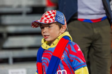 UEFA Şampiyonlar Ligi 2023 / 24 2. eleme turu sırasındaki taraftarlar Rakow Czestochowa ve Kazag FK arasında Miejski Stadion Pilkarski RKS Rzestochowa, Czestochowa, Polonya. (Maciej Rogowski)