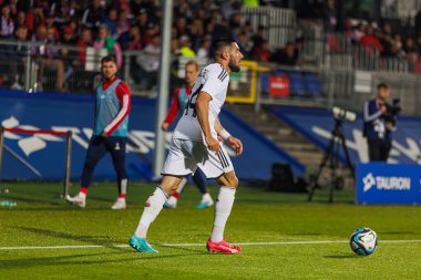 UEFA Şampiyonlar Ligi 2023 / 24 2. eleme turu sırasında Elvin Jafarguliyev ile Rakow Czestochowa ve Kazag FK arasında oynanan Miejski Stadion Pilkarski RKS Rakow Czestochowa, Czestochowa, Polonya. (Maciej Rogowski)