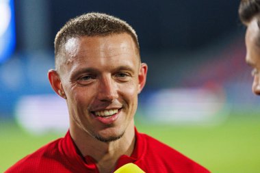 Sonny Kittel UEFA Şampiyonlar Ligi 2023 / 24 2. tur eleme maçında Rakow Czestochowa ve Qarabag FK arasında Miejski Stadion Pilkarski RKS Rakow Czestochowa, Czestochowa, Polonya. (Maciej Rogowski)