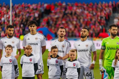 UEFA Şampiyonlar Ligi 2023 / 24 2. eleme turu sırasındaki Qarabag oyuncuları Rakow Czestochowa ve Qarabag FK arasında Miejski Stadion Pilkarski RKS Rakow Czestochowa, Czestochowa, Polonya. (Maciej Rogowski)