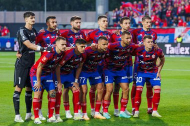 UEFA Şampiyonlar Ligi 2023 / 24 2. tur eleme maçında Rakow Czestochowa ve Qarabag FK arasında Miejski Stadion Pilkarski RKS Rakow Czestochowa, Czestochowa, Polonya 'da oynanacak. (Maciej Rogowski)