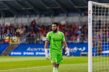 Shahrudin Mahammadaliyev UEFA Şampiyonlar Ligi 2023 / 24 2. tur eleme maçında Rakow Czestochowa ve Qarabag FK arasında Miejski Stadion Pilkarski RKS Rakow Czestochowa, Czestochowa, Polonya. (Maciej Rogowski)