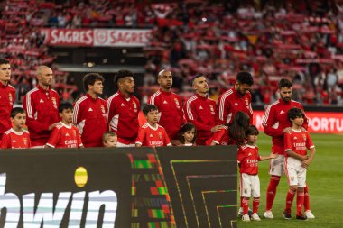 Benfica (Fredrik Aursnes, Joao Neves, David Neres, Joao Mario, Chiquinho, Goncalo Ramos, Rafa Silva), SL Benfica ve SC Braga arasında oynanan 2022 / 23 Liga maçı sırasında Portekiz 'in Lisboa şehrinde oynanmıştır. (Maciej Rogowski)