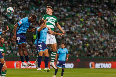 Liga Portekiz maçında Viktor Gyokeres, Samu, Samuel Essende, Estadio Jose Alvalade, Lizbon, Portekiz 'de Sporting CP ve FC Vizela arasında oynanan 23 / 24 maçında. (Maciej Rogowski)