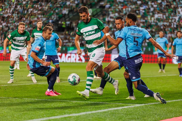 stock image Orest Lebedenko, Paulinho and Anderson  during  Liga Portugal 23/24 game between Sporting CP and  FC Vizela at Estadio Jose Alvalade, Lisbon, Portugal. (Maciej Rogowski)