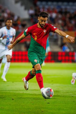 Bruno Fernandes, UEFA Euro 2024 eleme maçında Portekiz ve Lüksemburg milli takımları arasında Estadio Algarve, Faro 'da oynandı. (Maciej Rogowski)