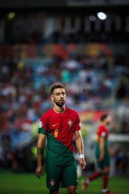 Bruno Fernandes, UEFA Euro 2024 eleme maçında Portekiz ve Lüksemburg milli takımları arasında Estadio Algarve, Faro 'da oynandı. (Maciej Rogowski)