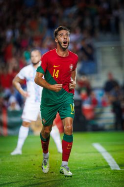Goncalo Inacio, UEFA Euro 2024 eleme maçında Portekiz ve Lüksemburg milli takımları arasında Faro 'nun Estadio Algarve kentinde attığı golü kutlar. (Maciej Rogowski)