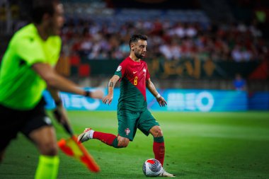 Bruno Fernandes, UEFA Euro 2024 eleme maçında Portekiz ve Lüksemburg milli takımları arasında Estadio Algarve, Faro 'da oynandı. (Maciej Rogowski)