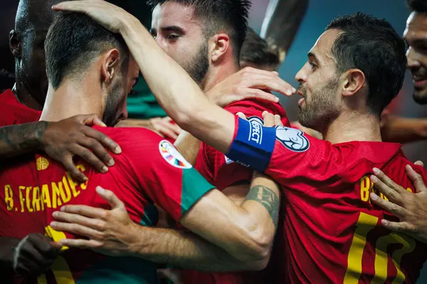 Jogadores Portugal Comemoram Após Golo Marcado Por Goncalo Inácio Durante — Fotografia de Stock