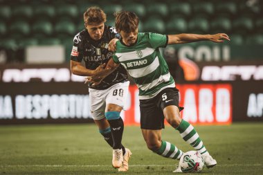 Goncalo Franco, Hidemasa Morita Liga Portekiz maçında Sporting CP ve Moreirense FC arasında Estadio Jose Alvalade, Lizbon, Portekiz. (Maciej Rogowski)