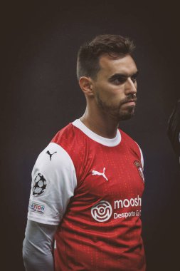 UEFA Şampiyonlar Ligi 2023 / 24 maçında Ricardo Horta, Portekiz 'in Braga şehrinde Estadio Municipal de Braga' da SC Braga ve SSC Napoli arasında oynandı. (Maciej Rogowski)