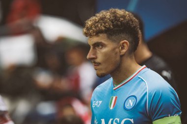 Giovanni Di Lorenzo UEFA Şampiyonlar Ligi 2023 / 24 maçında Portekiz 'in Braga şehrinde Estadio Municipal de Braga' da SC Braga ve SSC Napoli arasında oynandı. (Maciej Rogowski)