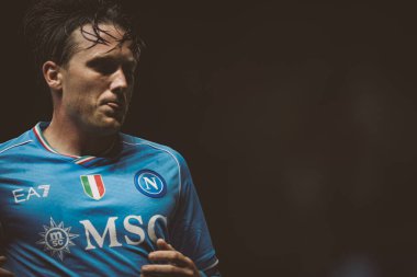 Piotr Zielinski UEFA Şampiyonlar Ligi 2023 / 24 maçında SC Braga ve SSC Napoli arasında Estadio Municipal de Braga, Portekiz 'de oynandı. (Maciej Rogowski)