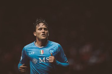 Piotr Zielinski UEFA Şampiyonlar Ligi 2023 / 24 maçında SC Braga ve SSC Napoli arasında Estadio Municipal de Braga, Portekiz 'de oynandı. (Maciej Rogowski)