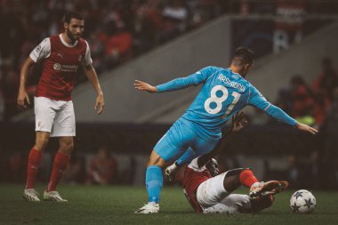 Giacomo Raspadori UEFA Şampiyonlar Ligi 2023 / 24 maçında SC Braga ve SSC Napoli arasında Estadio Municipal de Braga, Portekiz 'de oynandı. (Maciej Rogowski)