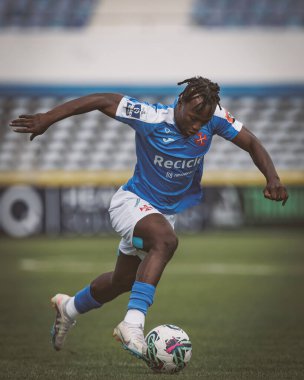 Liga Portugal maçında Moha Keita Junior CF OS Belenses ile Estadio Restelo, Belem, Lizbon, Portekiz 'deki UD Leiria arasında 2 / 24 maç yaptı. (Maciej Rogowski)