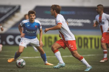 Pedro Carvalho, Afonso Valente Liga Portekiz maçında CF OS Belenses ile Estadio Restelo, Belem, Lizbon, Portekiz 'deki UD Leiria arasında 23 / 24 oynadı. (Maciej Rogowski)