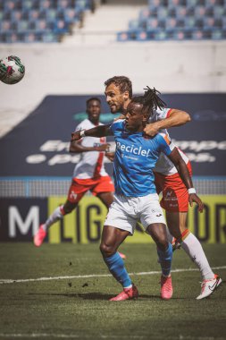 Marco Baixinho, Cle Andrade Liga Portekiz maçında CF OS Belenses ve UD Leiria arasında Estadio Restelo, Belem, Lizbon, Portekiz. (Maciej Rogowski)