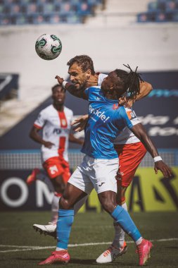 Marco Baixinho, Cle Andrade Liga Portekiz maçında CF OS Belenses ve UD Leiria arasında Estadio Restelo, Belem, Lizbon, Portekiz. (Maciej Rogowski)