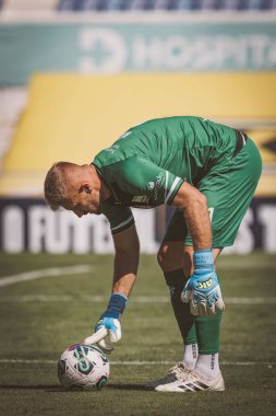 Pawel Kieszek, Liga Portekiz maçında CF OS Belenses ile Estadio Restelo, Belem, Lizbon, Portekiz 'deki UD Leiria arasında 23 / 24 maç yaptı. (Maciej Rogowski)